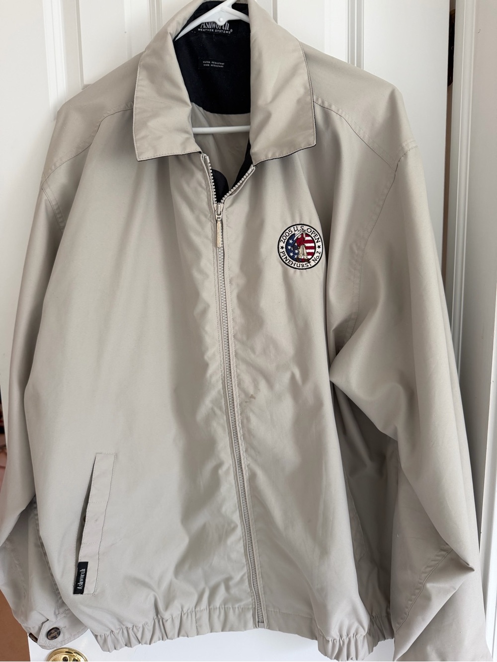 Ashworth Beige Men's Windbreaker with Crest Patch